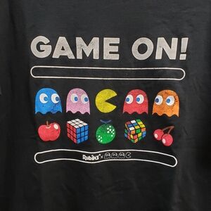 Pac man Mens Lg Gildan Brand Graphic T-Shirt Game On Unisex Black Short Sleeves